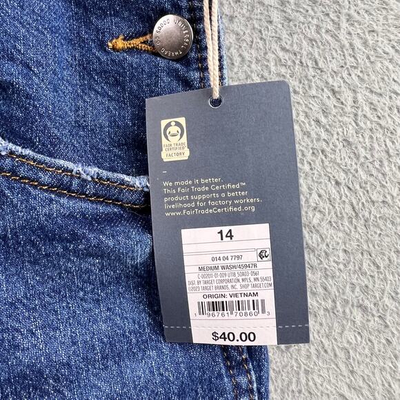 New UNIVERSAL THREAD Skinny Overalls Sz 14 Blue Stretch Denim - Picture 9 of 11